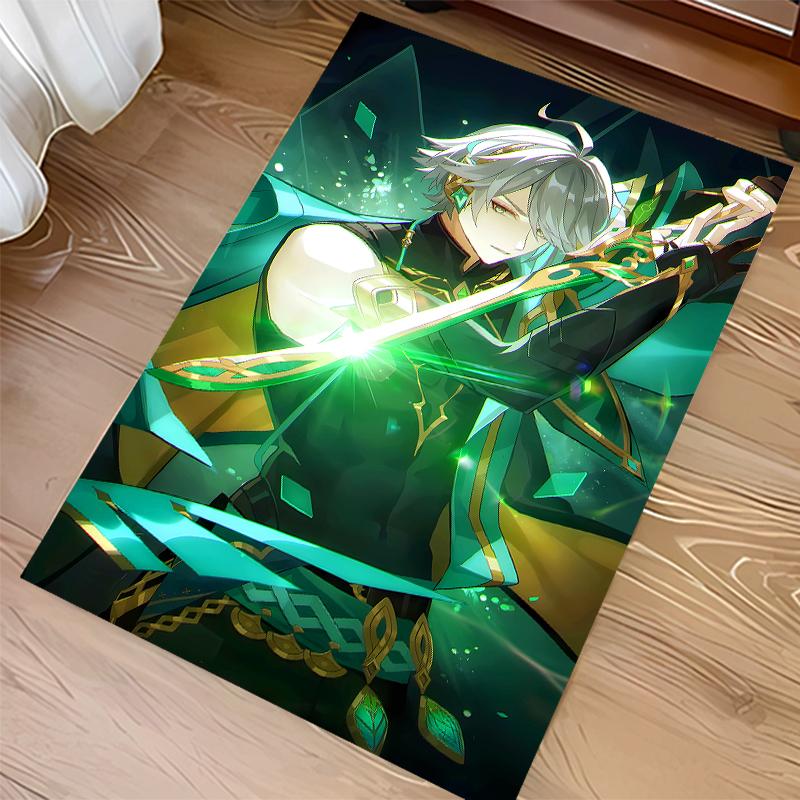 1pc Genshin Impact characters3 Print Area Rug - Soft, Washable Non-Slip Indoor Mat for Office Chairs, Living Room, Home Office Decorative Rug