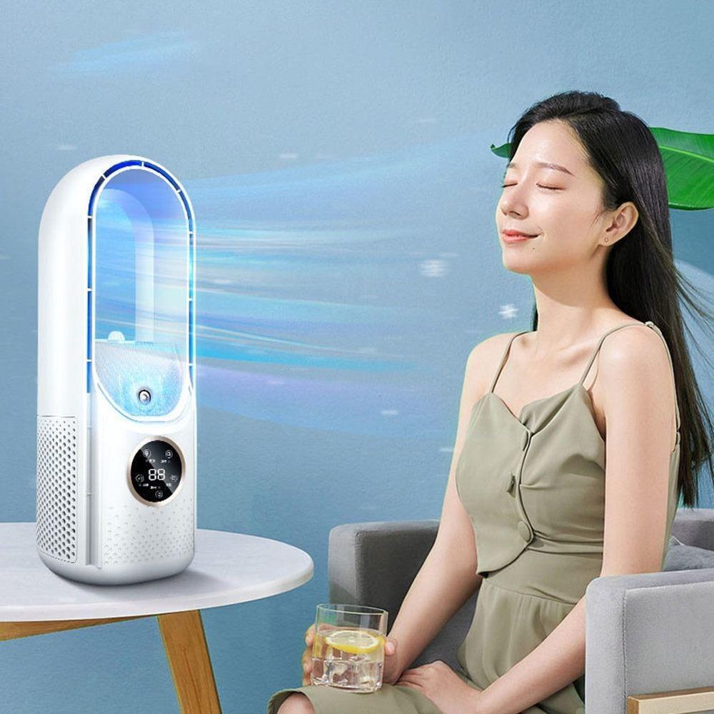 Timer Function Electric Fan 6 Speed Control Leafless Desk Fan New Cooling Humidifier Fan