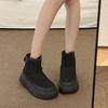 Shoes for Women 2024 New Zipper Women's Boots Winter Round Toe Solid Flock Plush Warm Mid Heel Water Proof Concise Snow Boots