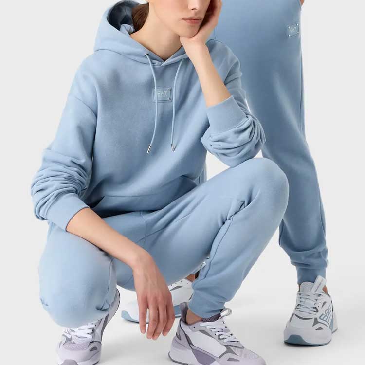 EMPORIO ARMANI EA7 Sweatshirts Unisex Light Blue Hooded Moderate Regular 3RUM78-TJPQZ-1541
