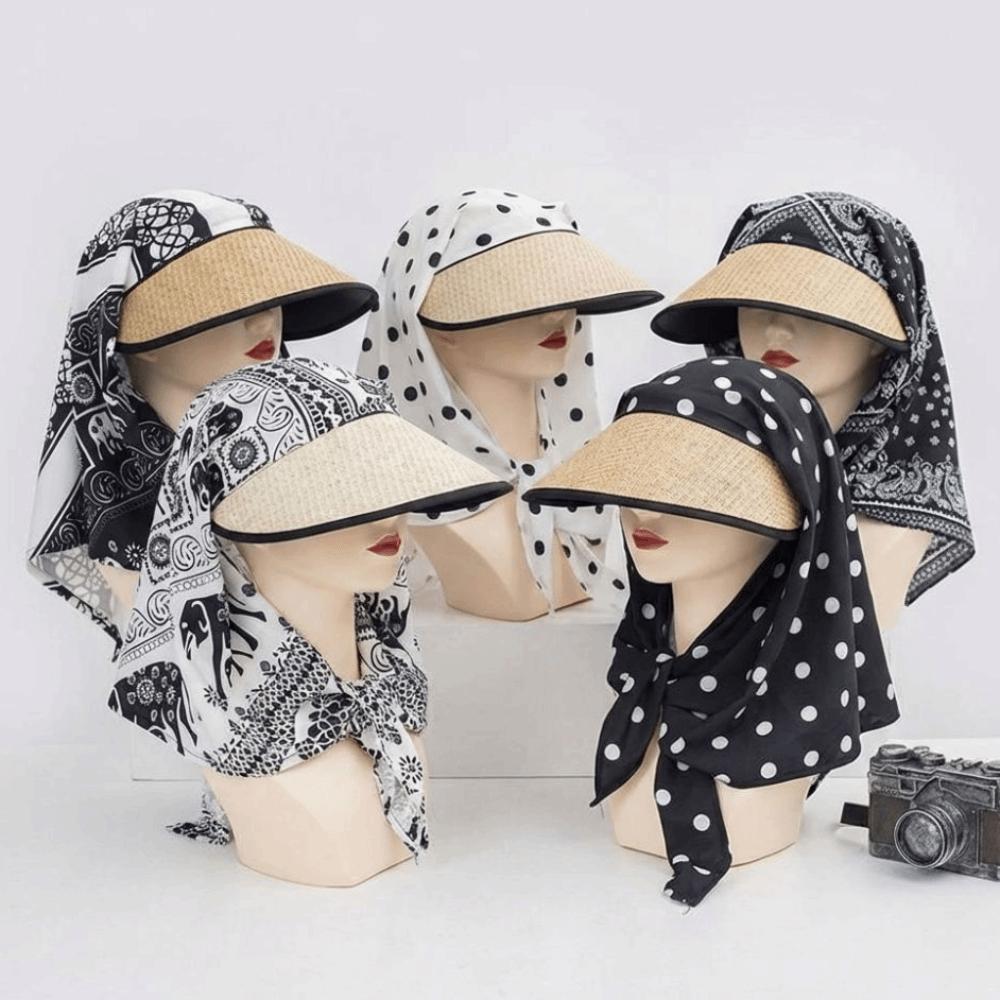 Polka Dots Beach Sun Hat UV Protection Bucket Hat Trendy Women's Headscarf Hat Summer Outdoor