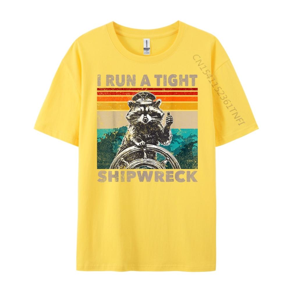 I Run A Tight Shipwreck Funny Raccoon Captain Vintage Cute Oversized T Shirt Mens Gifts