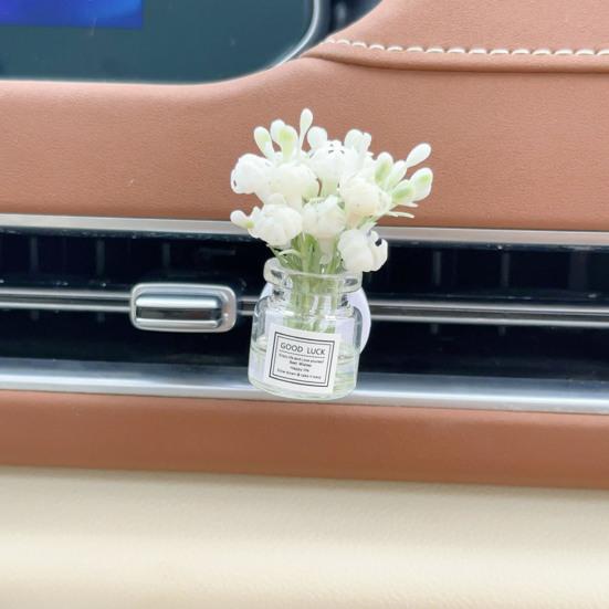 Миниатюрная стеклянная ваза с цветами, искусственный букет, настольные украшения, цветы бонсай для установки на транспортное средство