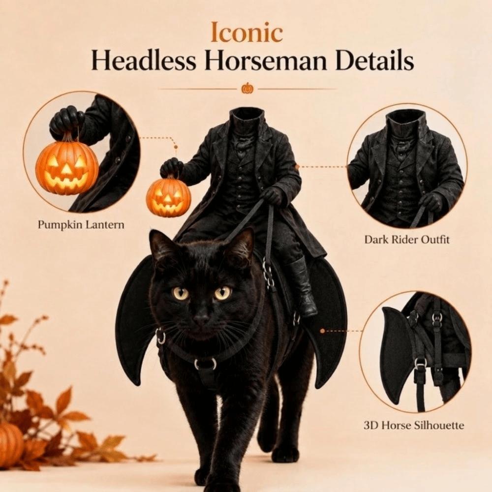 Creative Halloween Pet Costume Pumpkin Lantern Cat Rider Costume Cat Saddle Costume Cosplay Event