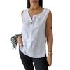 Women Vest Sleeveless Button Decoration Casual Tank Tops Solid Color Cotton Linen Lightweight