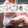 Flower Arm Tattoo Sticker, Half Arm Waterproof Tattoo Sticker, Sketch Line Tattoo Sticker Tattoo