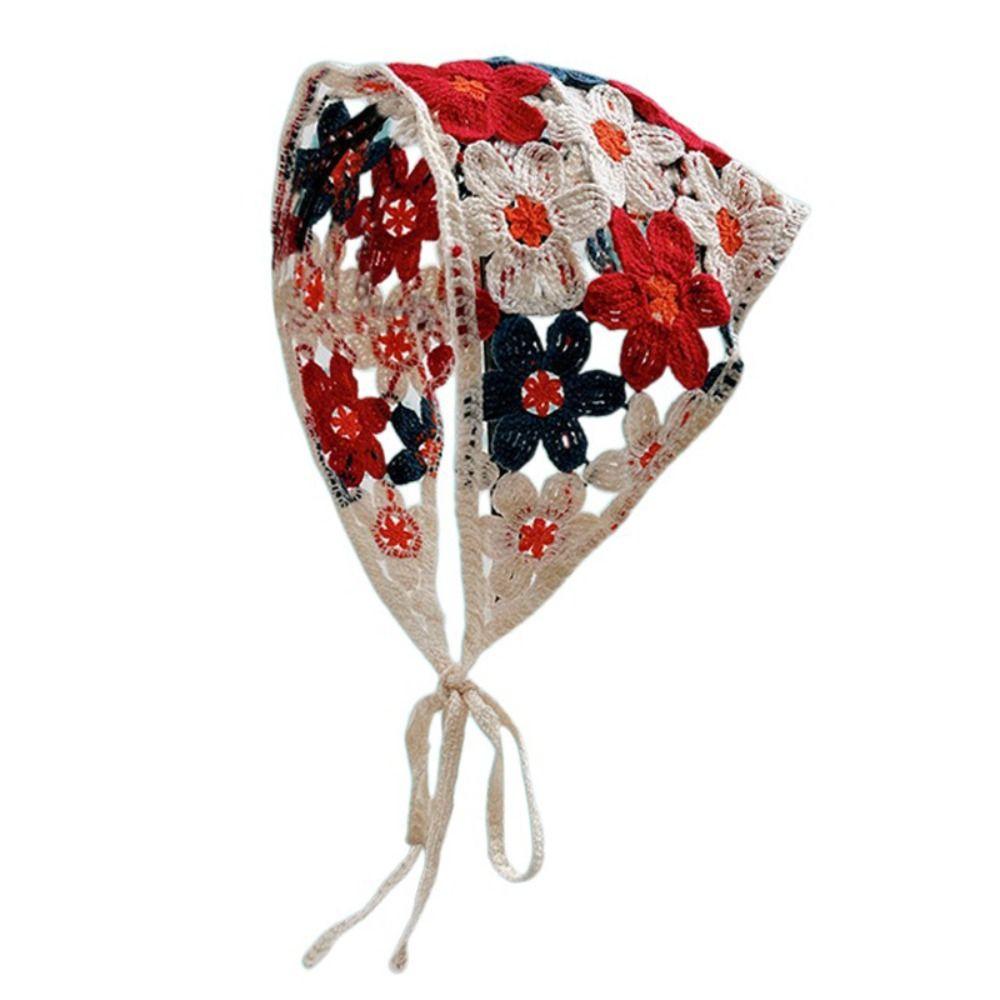 Little Daisy Crochet Triangle Headscarf French Retro Triangular Turban Scarf  Women Girls
