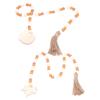 Wood Bead Garland with Tassels Wooden Rustic Bead Ornament for Home Decoration and Festival Decorati