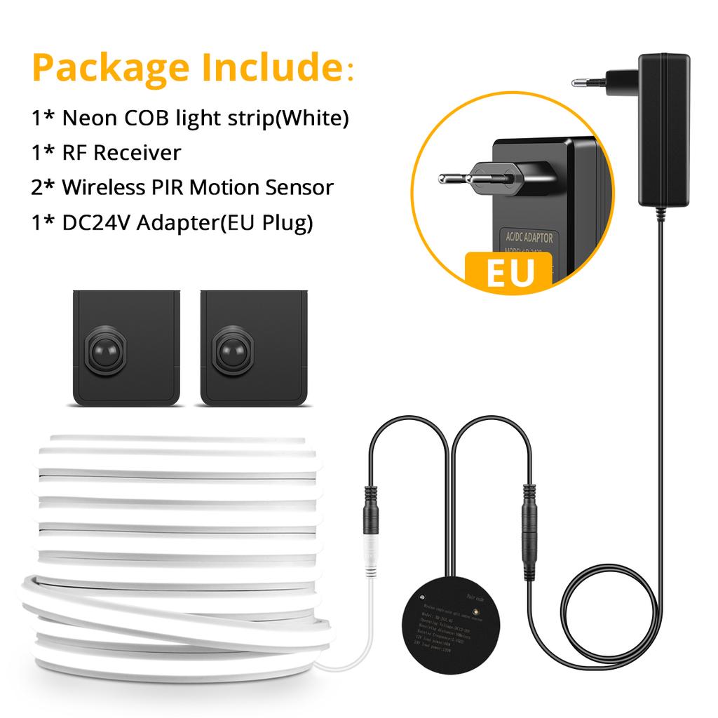 Вход Лестничный Коридор Умная Ночная Подсветка Лента 24В Сплошной Силикон COB LED Неоновая Лента Устанавливается Где угодно Портативный Датчик Движения PIR