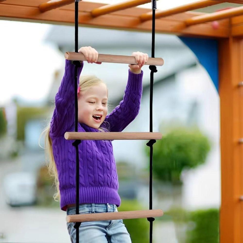 Wooden Children Climbing Rope with Platforms Swing Chair for Kids  Playground Equipment
