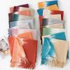 Womens Fashion Cashmere Feel Scarf Long Shawl Large Warm Scarves Printing Tie-dye Gradient Contrast Colours
