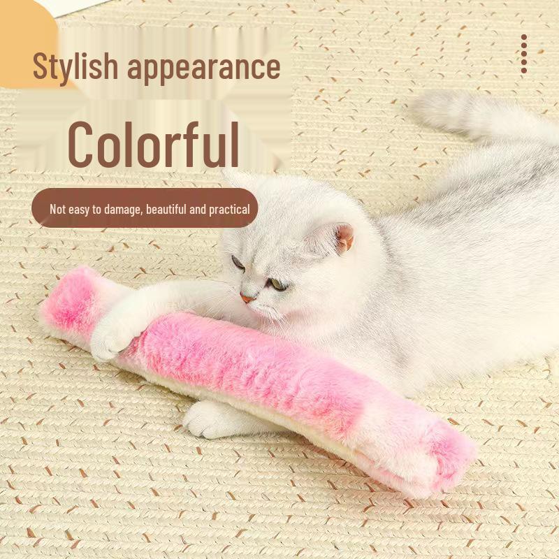 Catnip Chew & Teething Toy: Plush Pillow with Teaser Stick for Self-Play & Boredom Relief