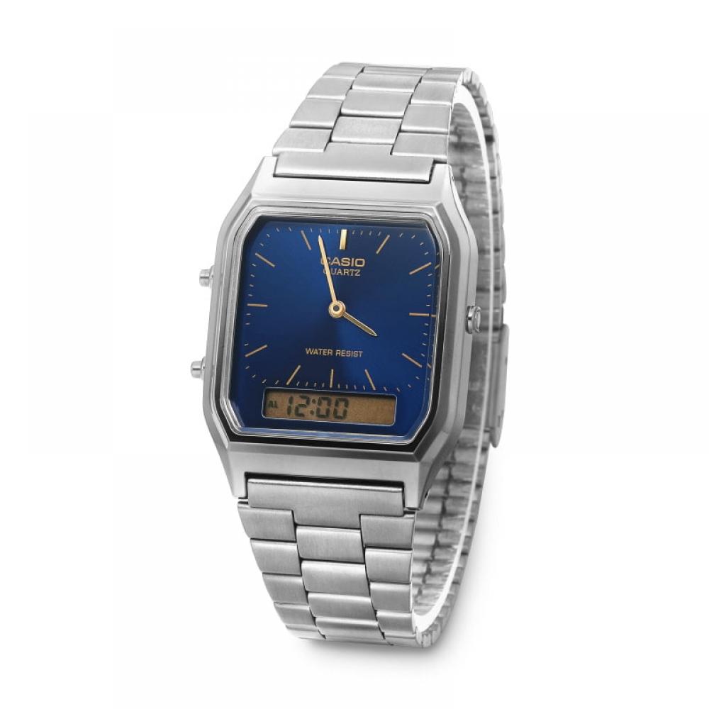 Casio Aq 230gg 2adf Aq 230gg 2a Аналогово-цифровые квадратные винтажные ретро публичные металлические часы