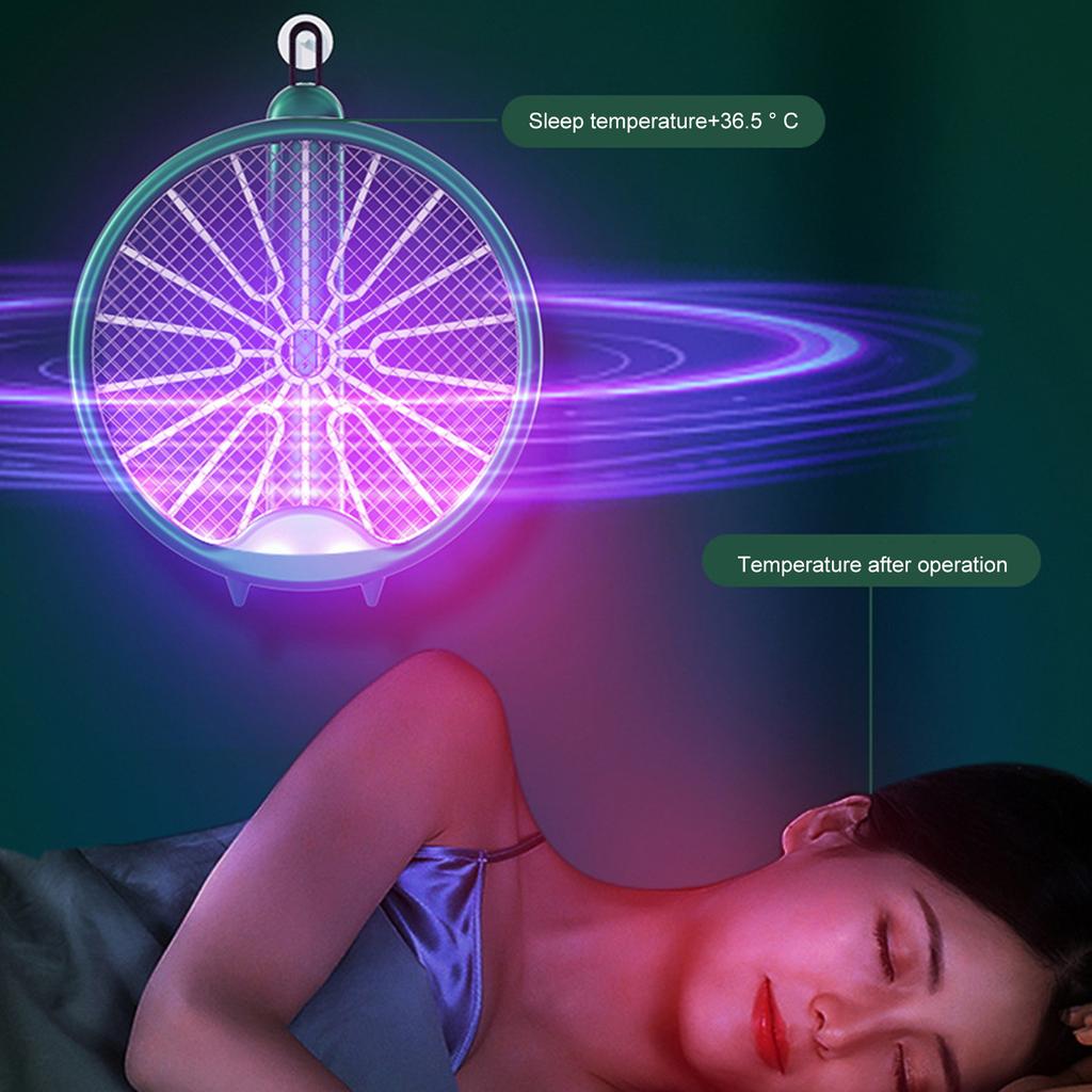 Fly Swatter Electric Racket Rechargeable Bug Zapper Racket Portable Foldable 2-in-1 Mosquito Killer Trap for Home Bedroom Patio