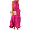 Fashion Elegant Sleeveless Ruffled Maxi Long Dress New O Neck Loose Casual Simple Summer A-line Beach Dresses Female Pleated Solid Color Clothing