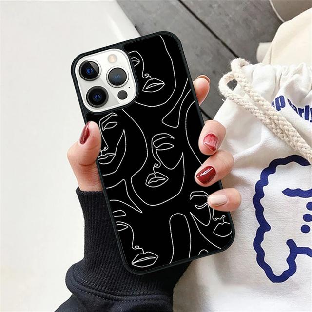 Постер Минималистичное Лицо Арт Чехол для Телефона Накладка Для iPhone 17 Air 15 16 Pro Max 14 13 12 11 Pro Max Plus Coque