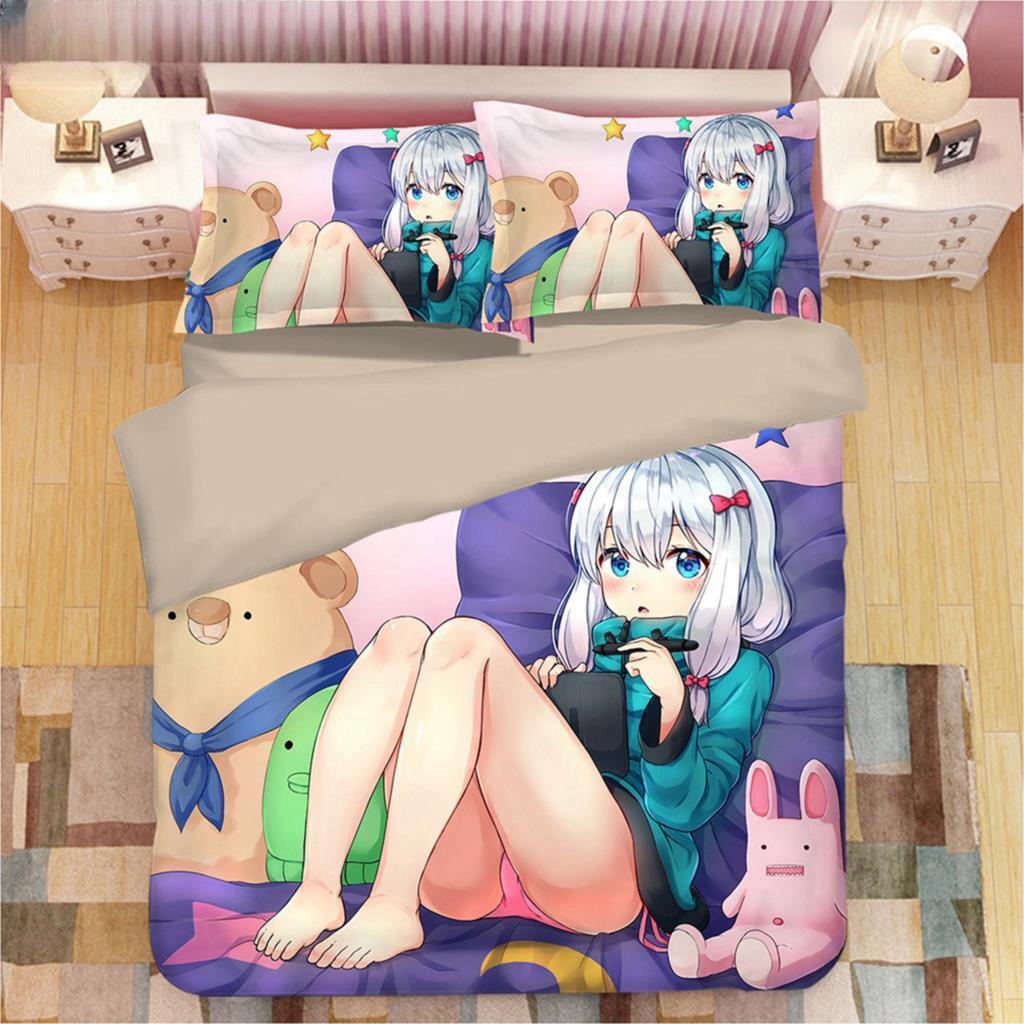 Kawaii Izumi Sagiri 3D Anime Print Комплект постельного белья Пододеяльники Наволочки Цельный стеганый плед Комплекты постельного белья Постельное белье Пододеяльник