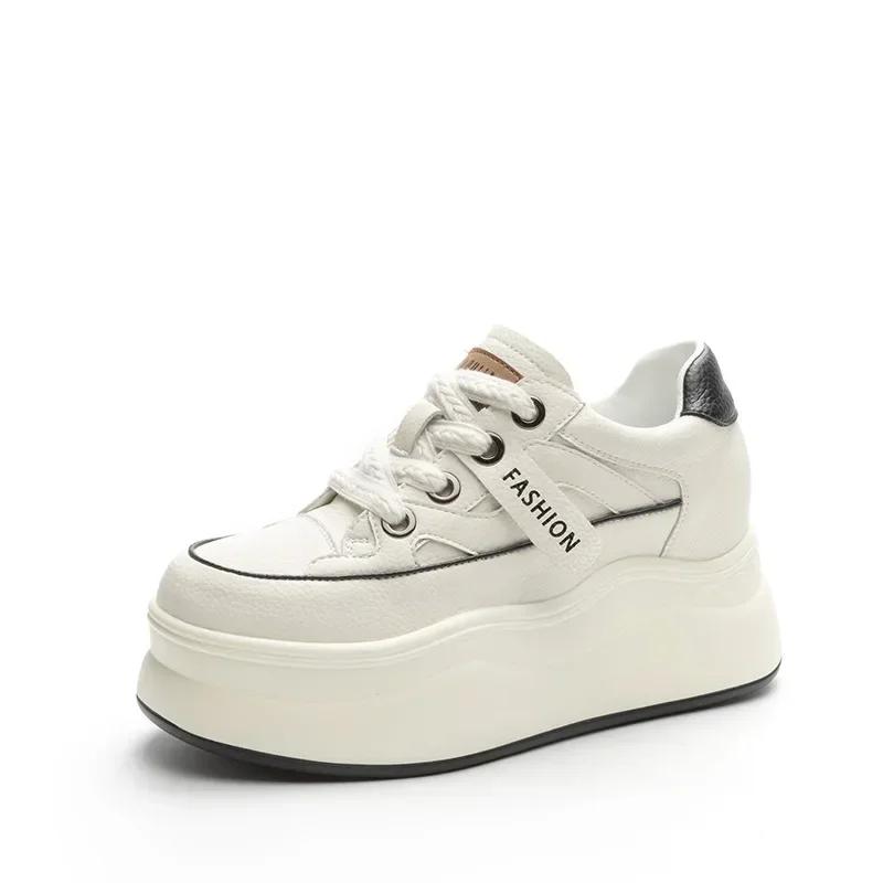 9 см натуральная кожа платформа кроссовки танкетка обувь для женщин дышащие кроссовки осенняя повседневная обувь скрытый каблук zapatillas mujer