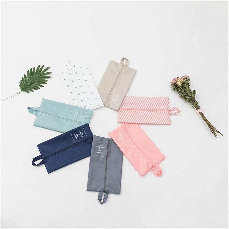 Portable Travel Foldable Shoe Bag Polyester Storage Case Convenient Pouch Organizer Shoes Sorting Zipper Tote