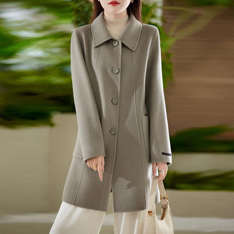 Женское пальто из 100% шерсти TIDENOVEL Осеннее шерстяное длинное пальто Ручной работы Пальто-бушлат Зимняя теплая шерстяная длинная куртка Пальто