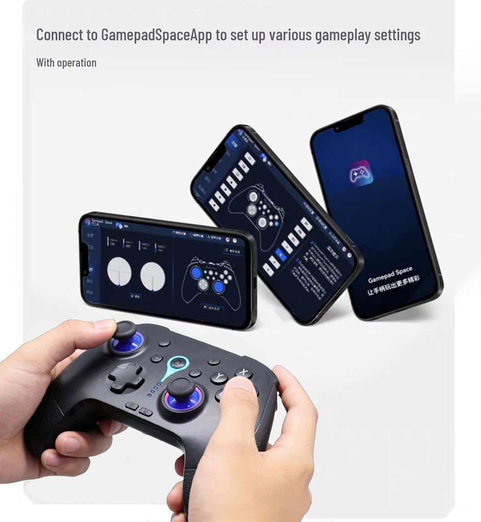 Игровой контроллер Bluetooth: Соматосенсорная вибрация и макросы, Совместимо с ПК, Steam, джойстиком Hall