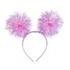 Bling Party Headband Giltering Tinsel Headband Trendy Pompom Ball Headband  Women Girls Pink