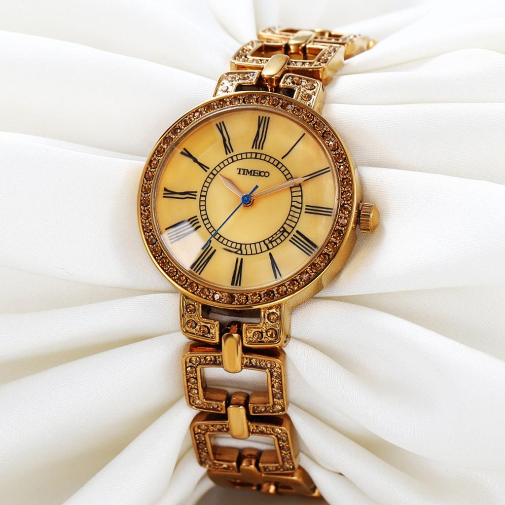 Time100 Watch with Faceted Diamond Classic Roman Seashell and W50220L Women's Crystal, Numerals, Dial, Diamonds,