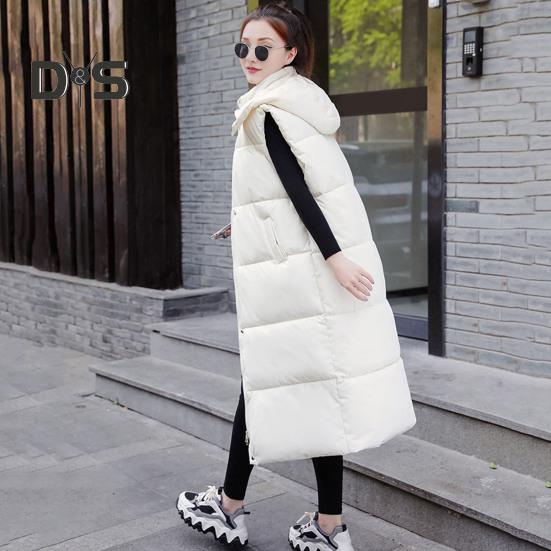 Зимний женский жилет, утолщенный, с застежкой-молнией, с капюшоном, свободный крой, регулируемая талия с поясом, без рукавов, однотонный, ветрозащитный, сохраняющий тепло