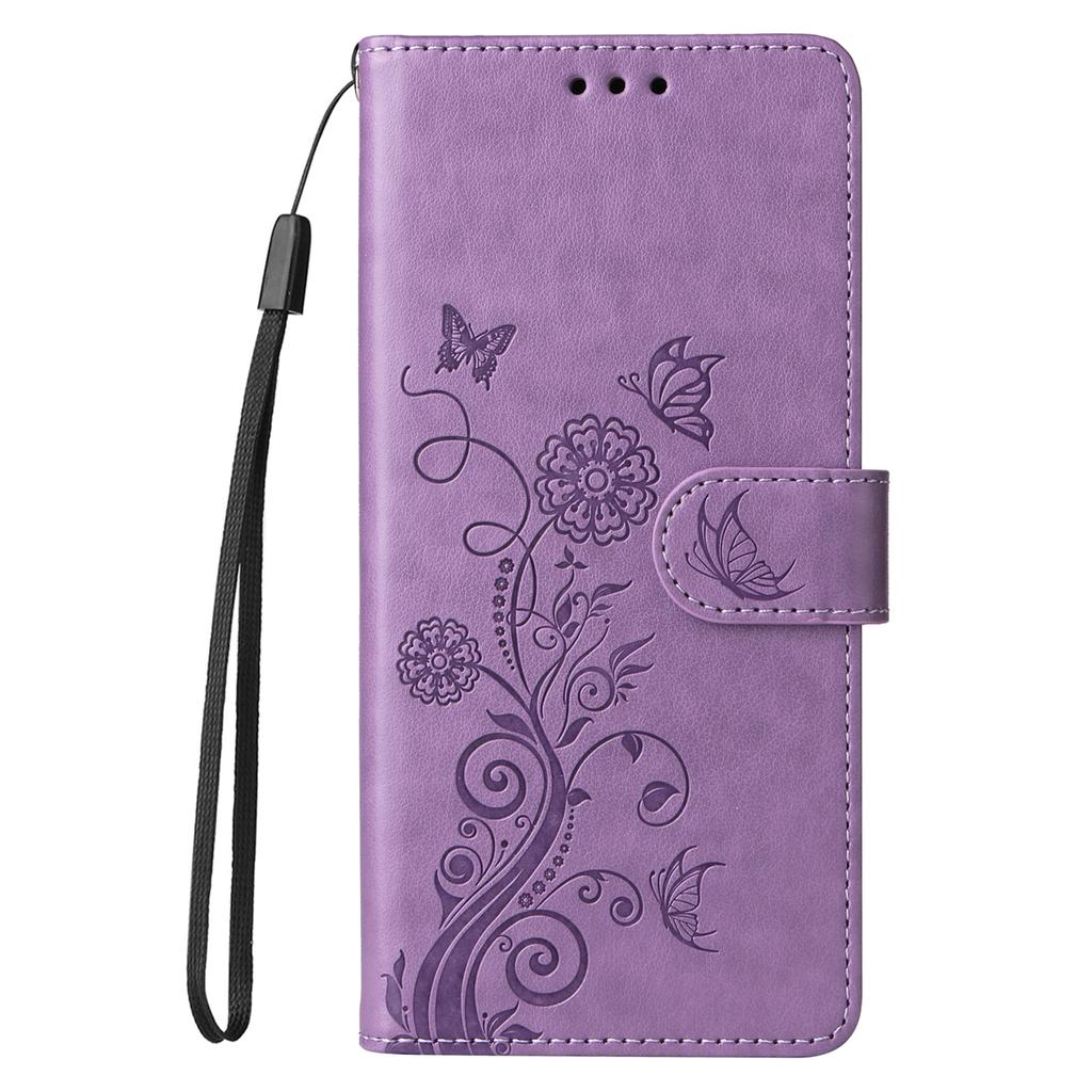 For Google Pixel 9a Leather Case Butterfly Floral Imprint Wallet Stand Cover