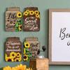 Self-Adhesive Sunflower Wall Sticker Rustic Wooden Signs English Decorative Painting  Kitchen