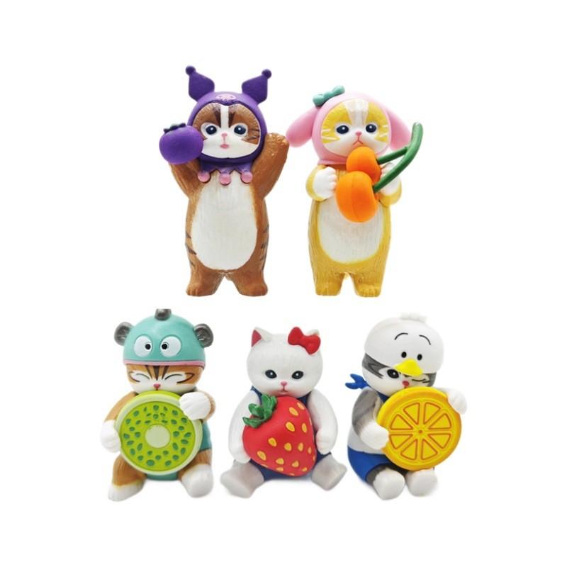 Adorable Fruity Cat Figurines Pvc Collectible Toys Blind Box Gashapon Figures