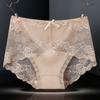 Women Underpants Hollow Out Super Breathable Soft Solid Color Mid Waist Anti-septic Elastic Flower Embroidery Lace