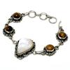 Mother Of Pearl Tiger Eye Gemstone 925 Silver Plated Jewelry Bracelet 6-8"