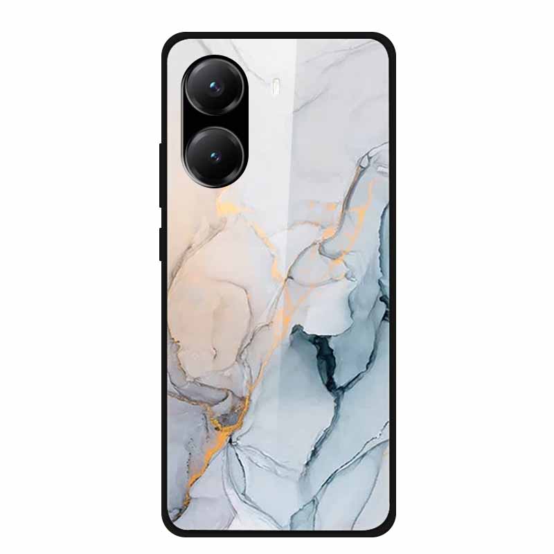 Закаленное Стекло Чехол для Poco X7 Pro Задняя Крышка ПК Жесткие Ударопрочные Чехлы для Xiaomi PocoX7 Pro Funda Мраморная Текстура Модный Coque