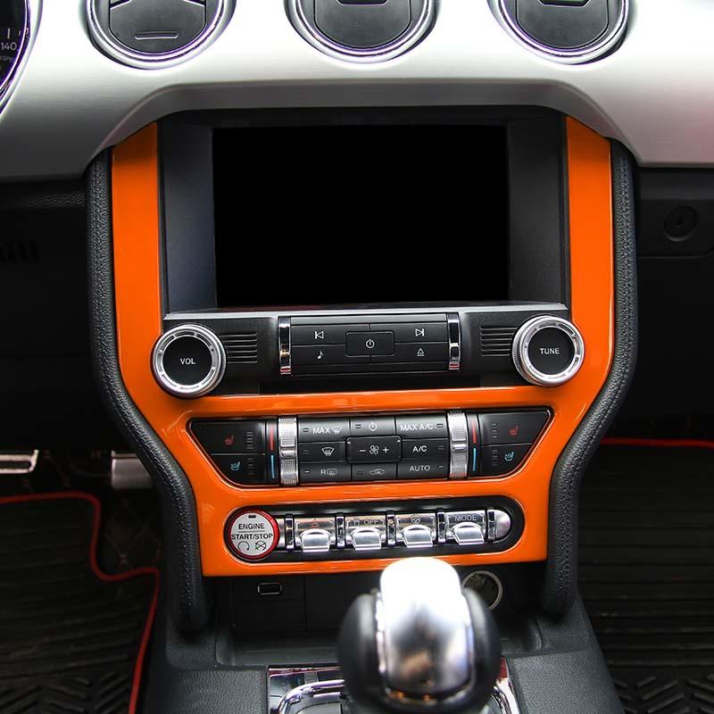 Car Central Control Navigation Panel Decorative Cover Stickers Fit For Ford Mustang 2015 Up ABS Interior Accessories