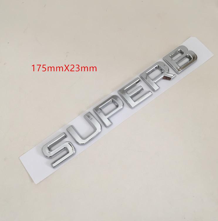 BASS7 1pcs 3D ABS SUPERB high quality silver/black car Letter Emblem Rear tail trunk Decals badge sticker Decal styling For Skoda