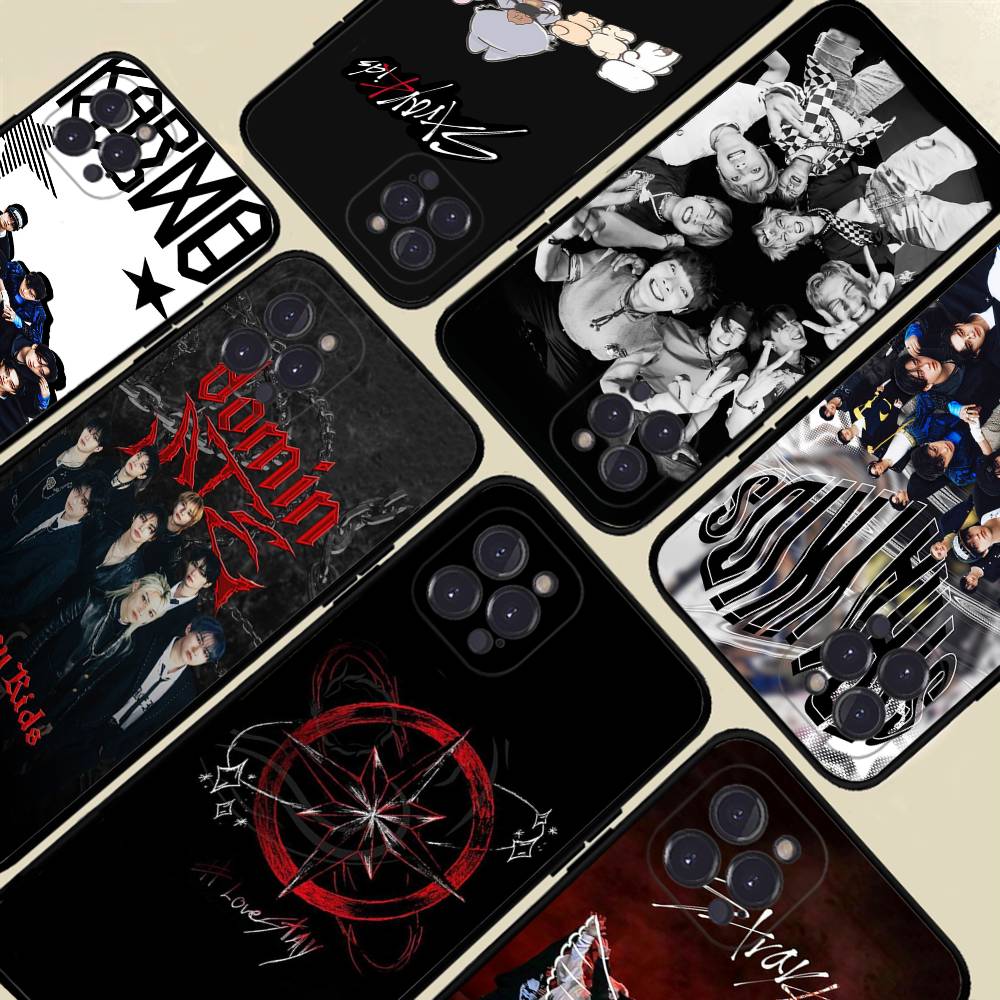 Чехол для телефона Kpop S-Stray K-Kids для IPhone 16 Pro Max 15 17 Plus 14 13 12 Mini 11 Черный