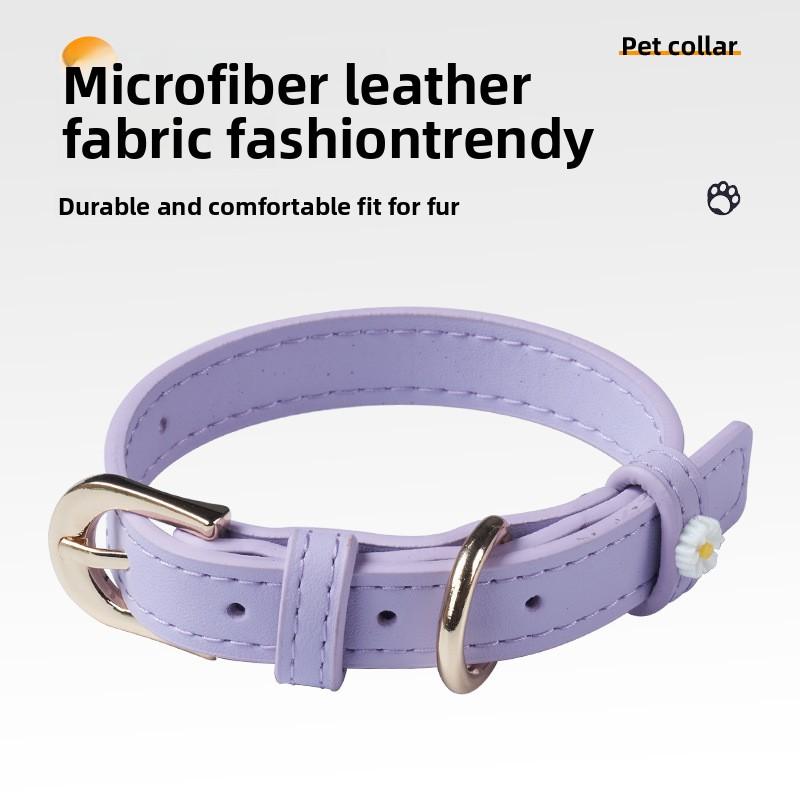 Strictly select the new microfiber leather small daisy cat jewelry collar ultra-light noble pet supplies collar choice