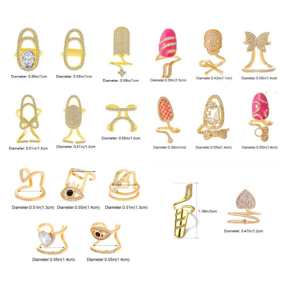 Open Heart Nail Ring Skull Butterfly Nail Art Ring Trendy Eyes Manicure Ring  Overlay