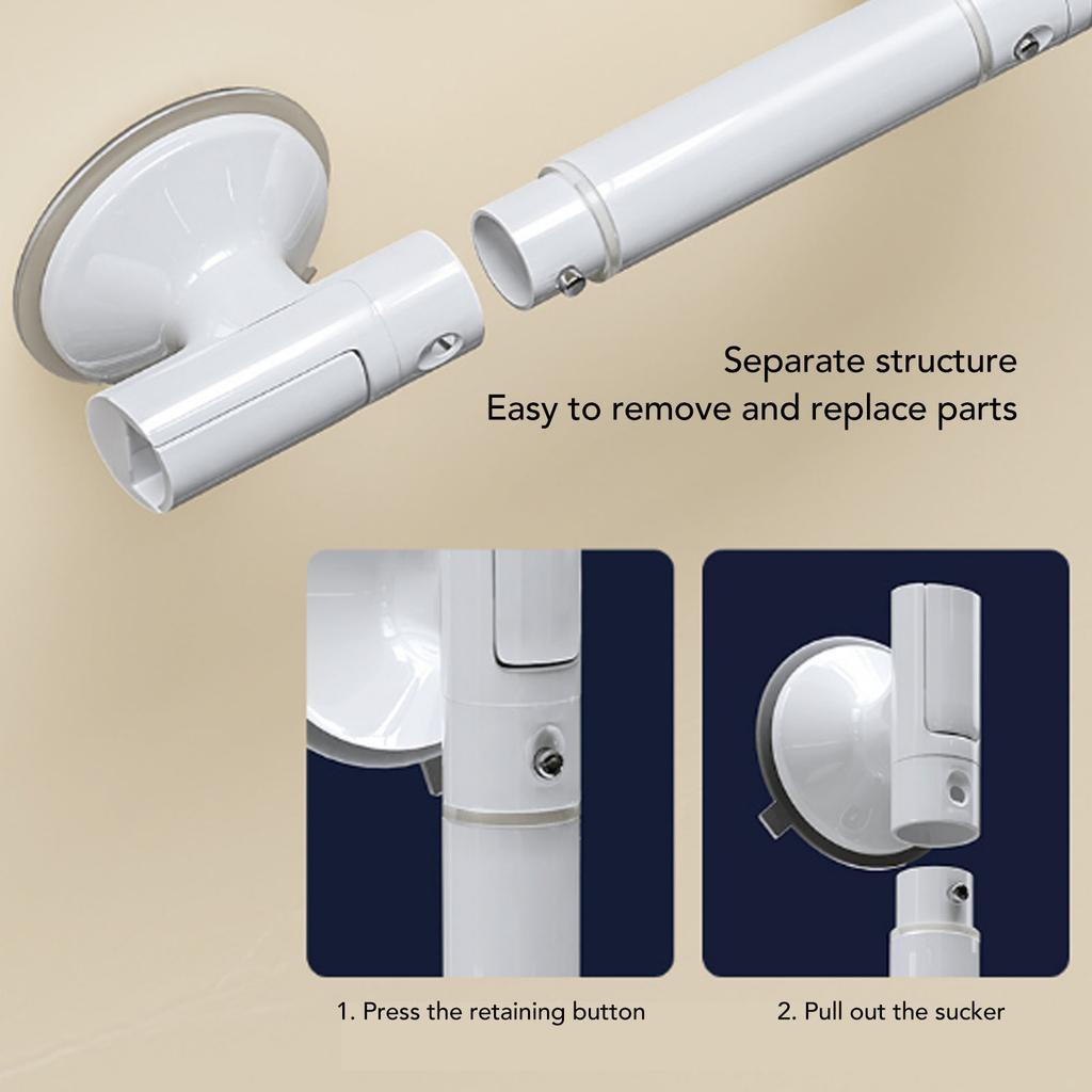 17.72in Shower Grab Bar Non Slip Suction Cup Shower Handle No Drilling Bathroom Security Bar for The Elderly Pregnant Women Children