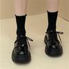 Весна 2025 новые туфли в британском стиле черные маленькие кожаные женские ретро осенние лоферы на платформе-маффин повседневная обувь