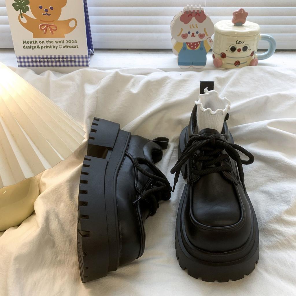 Универсальные британские туфли-лоферы в стиле ретро с толстой подошвой в стиле колледжа, туфли-лоферы JK с большой головкой и шнуровкой, женские кожаные туфли, новые модели на осень 2024 года