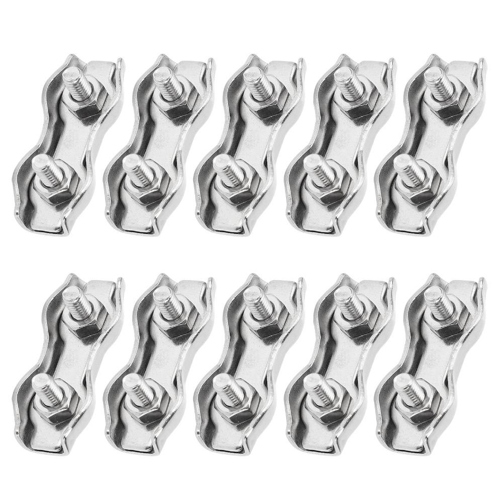10pcs 304 Stainless Steel Steel Wire Rope Clip M3 Size Double Bolt Wire Clamp  Electric Fences