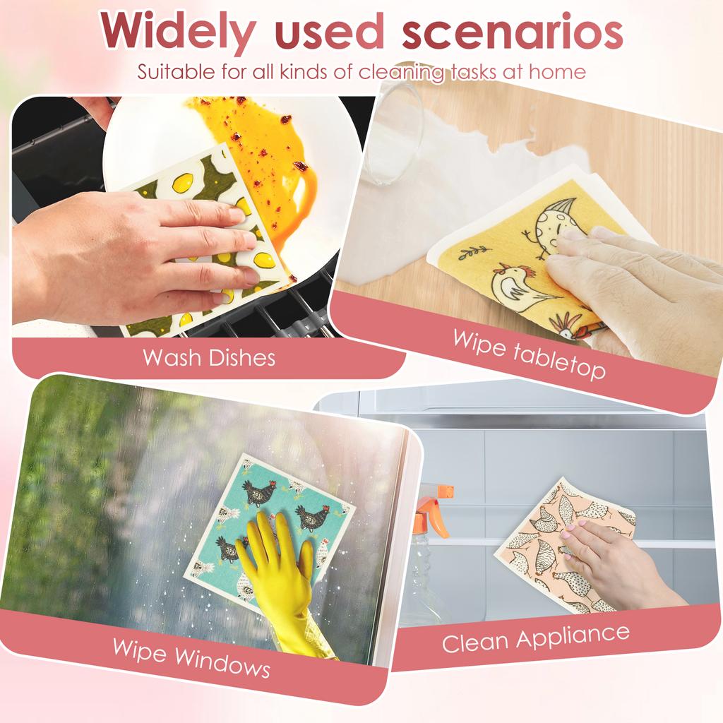 12Pcs Kitchen Dish Towels Nonwoven High Absorbency Swedish Dishcloths Thickened Cleaning Cloth for Home Washing Dishes Cleaning