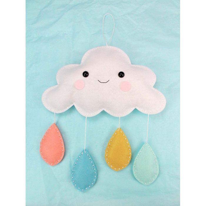 Kit Mobile en feutrine Nuage à coudre 25 x 23 cm