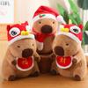 Cap Christmas Capybara Plush Toys Cartoon Animals Fill Doll Pillow Gift Cushion
