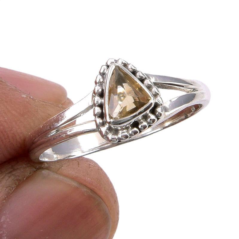 Natural Citrine Gemstone Handmade 925 Sterling Silver Jewelry Ring Size 7 p6P48