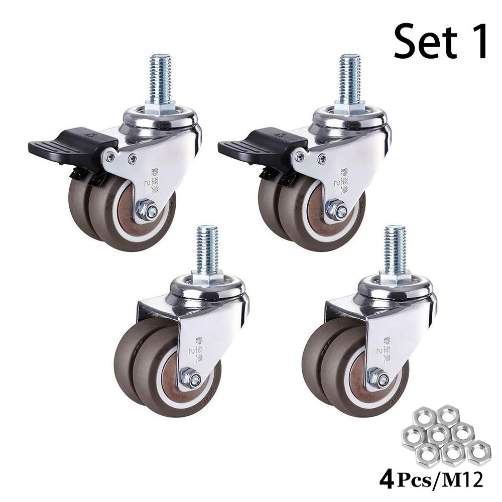 4 шт./комплект 2” прочные поворотные резиновые ролики M12 X 25 мм с фиксатором ролики сменные ролики для мебели