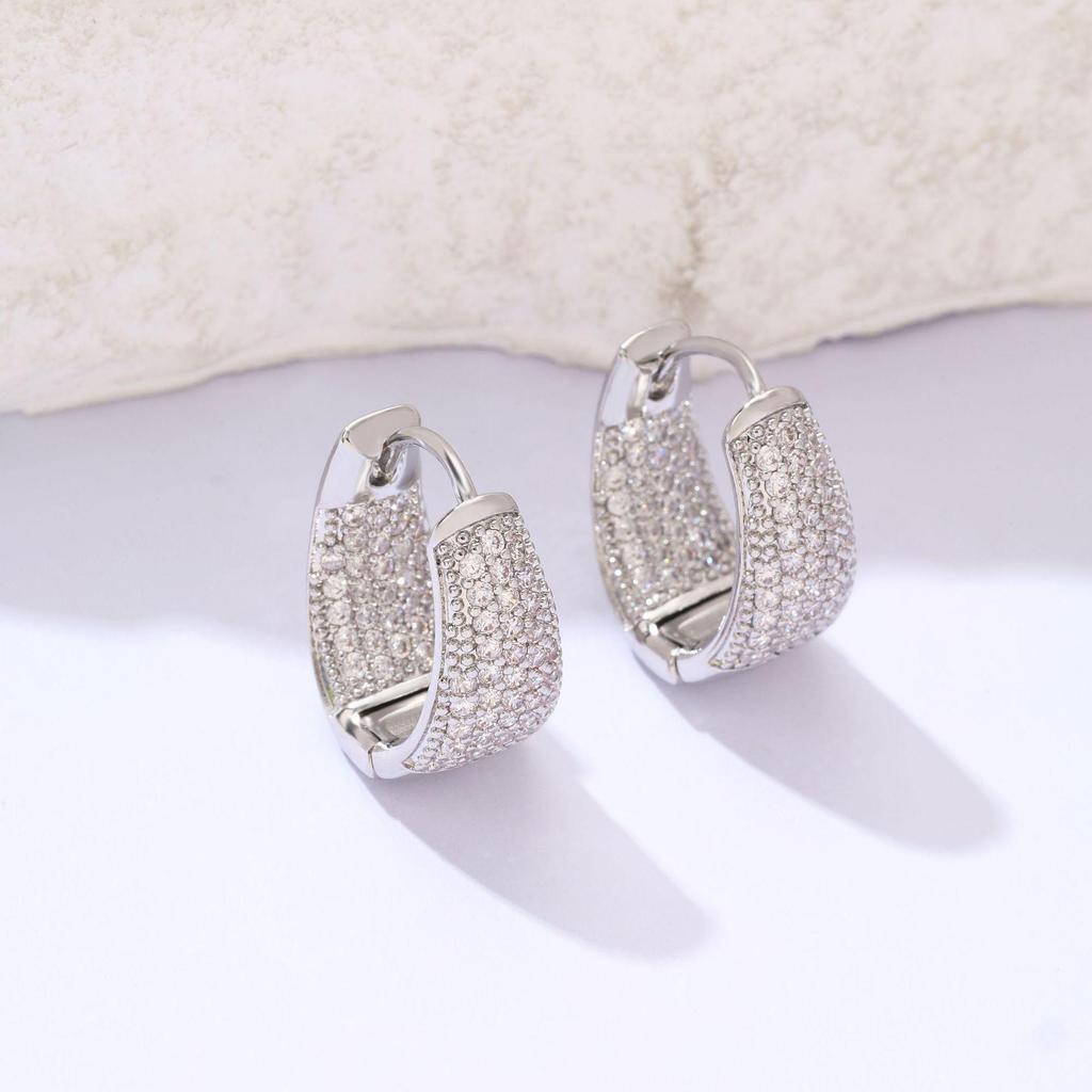 Цветные циркониевые геометрические серьги-каффы в виде треугольников - Легкая роскошь, Изысканная модная бижутерия