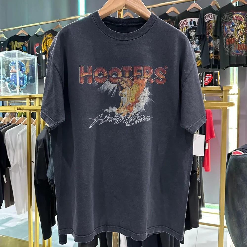 Футболка Hooters 'Hotwings' 90-х, редкая, выцветшая черная, размер XL, унисекс